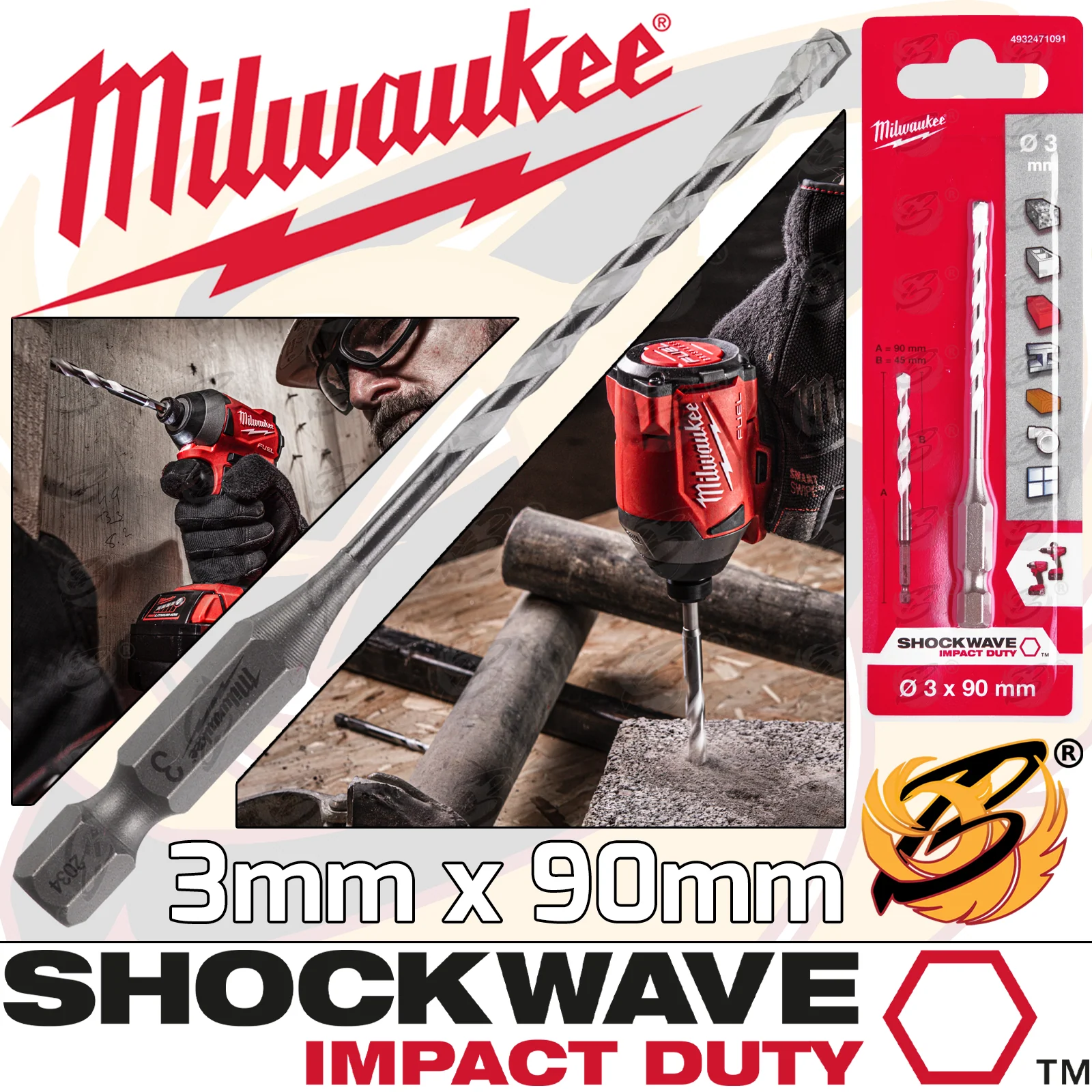 Milwaukee 3mm x 90mm Multi Material Drill Bit ( 4932471091 )