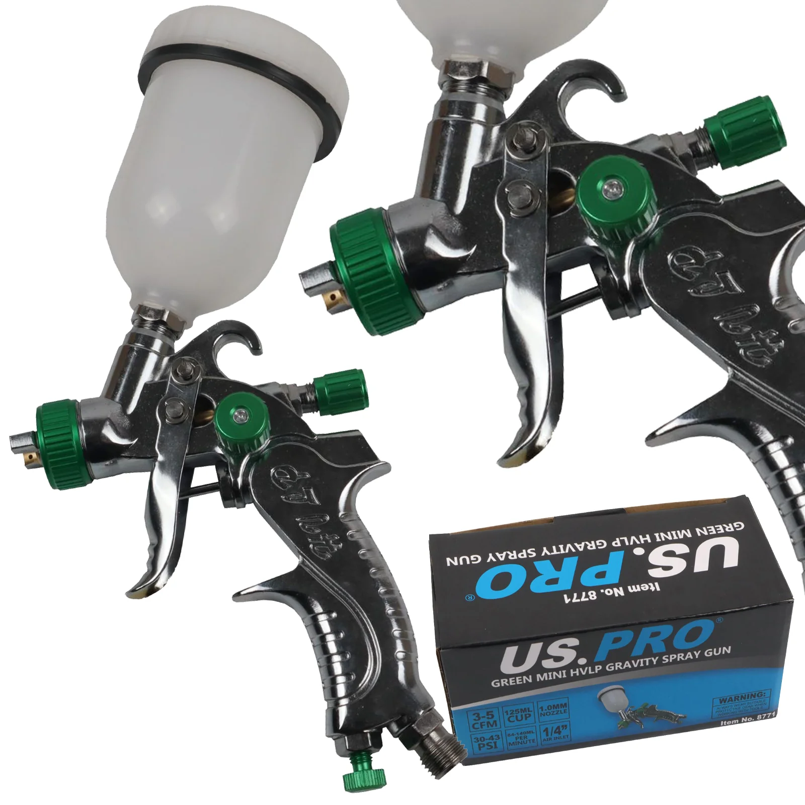US Pro Green Mini Hvlp Gravity Spray Gun 125ml Cup 1mm Nozzle  8771