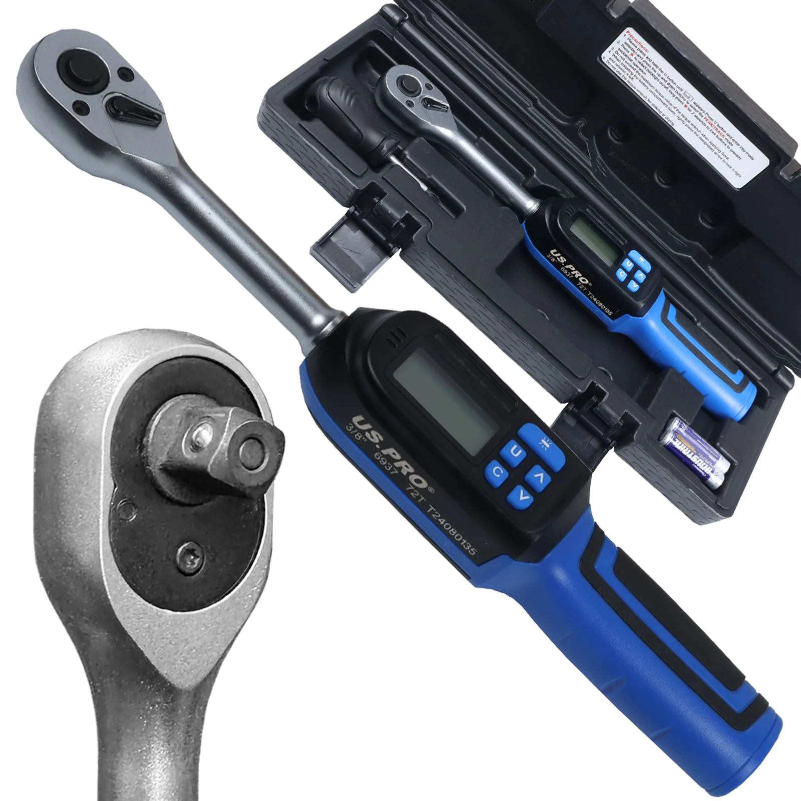 US Pro 3/8″ Drive Digital Short Shank Torque Wrench 3-60Nm  6937