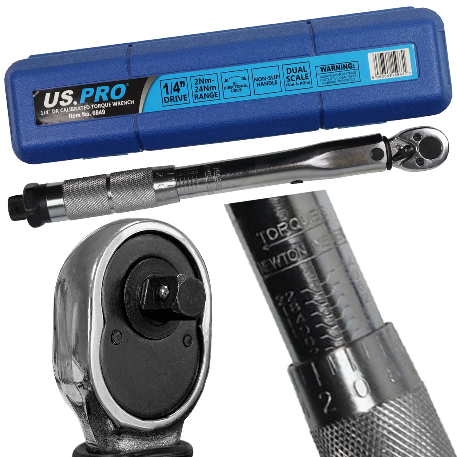 US Pro 1/4″ Drive Calibrated Torque Wrench 2 – 24 Nm  6849