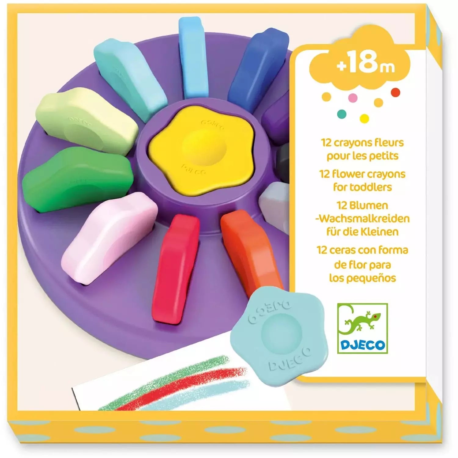 Djeco 12 Lightweight Flower Crayons for Little Hands
