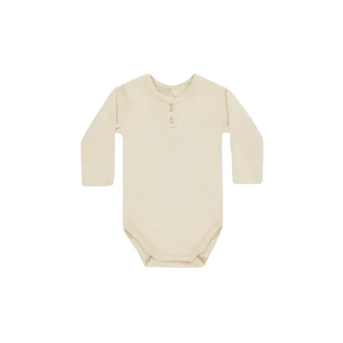 Quincy Mae Essentials Ribbed Long Sleeve Onesie Oatmeal
