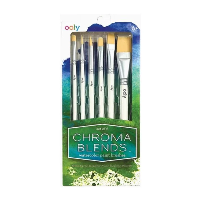 Ooly Chroma Blends Watercolor Paint Brushes – Set of 6