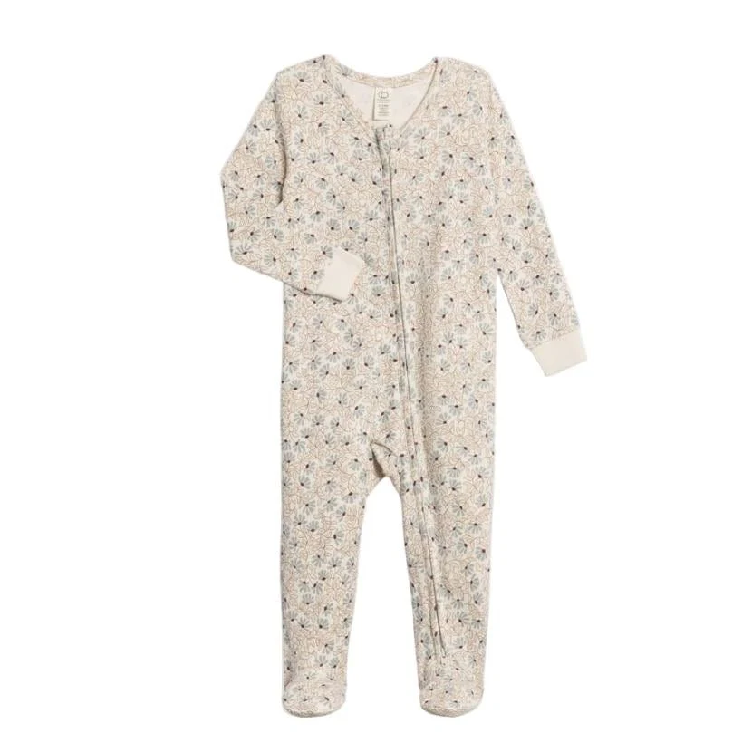 Colored Organics Peyton Zipper Sleeper – Aspen Collection – Pamela Floral / Mist + Navy