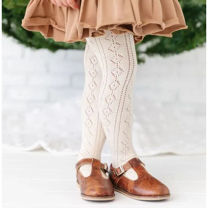 Little Stocking Co. Fancy Knit Tights Vanilla